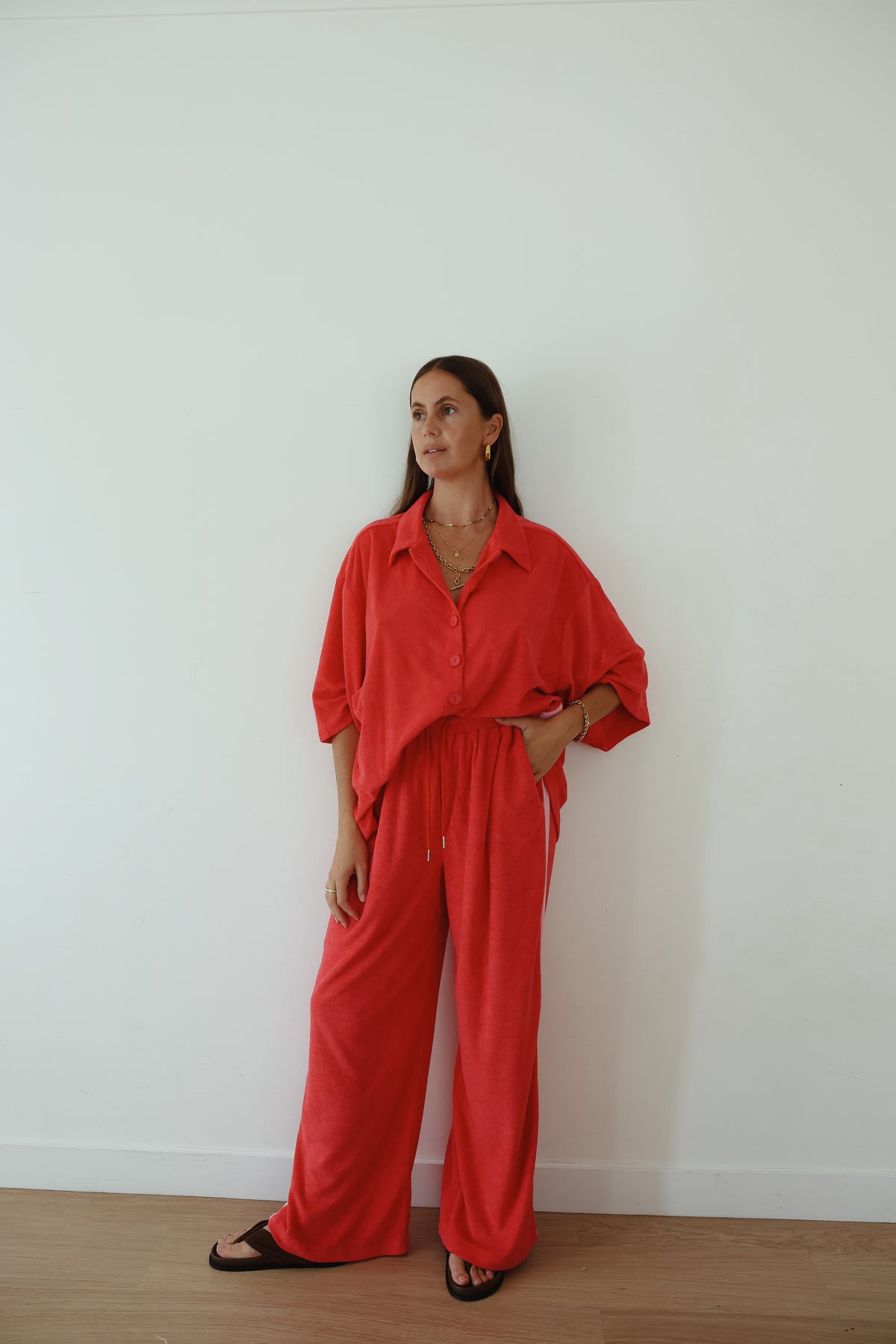 LADIES LUCKY DAY TERRY SHIRT - RED