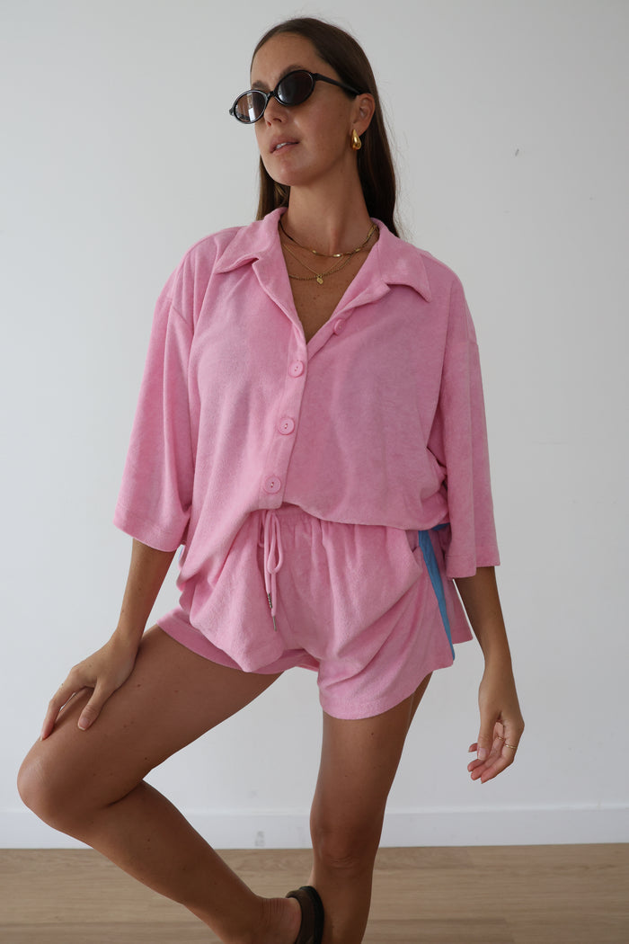 Ladies Sunny Somewhere Terry Towel Shorts - Pink