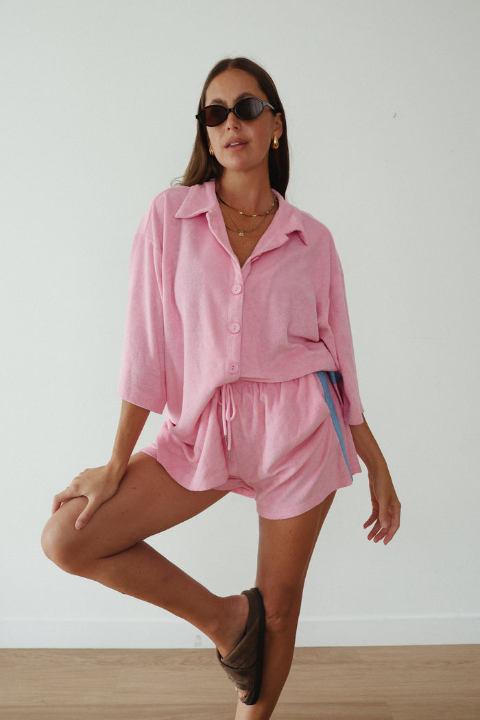 LADIES LUCKY DAY TERRY SHIRT - PINK