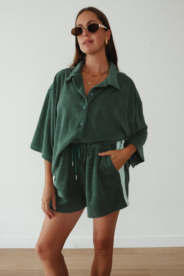 LADIES LUCKY DAY TERRY SHIRT - JADE