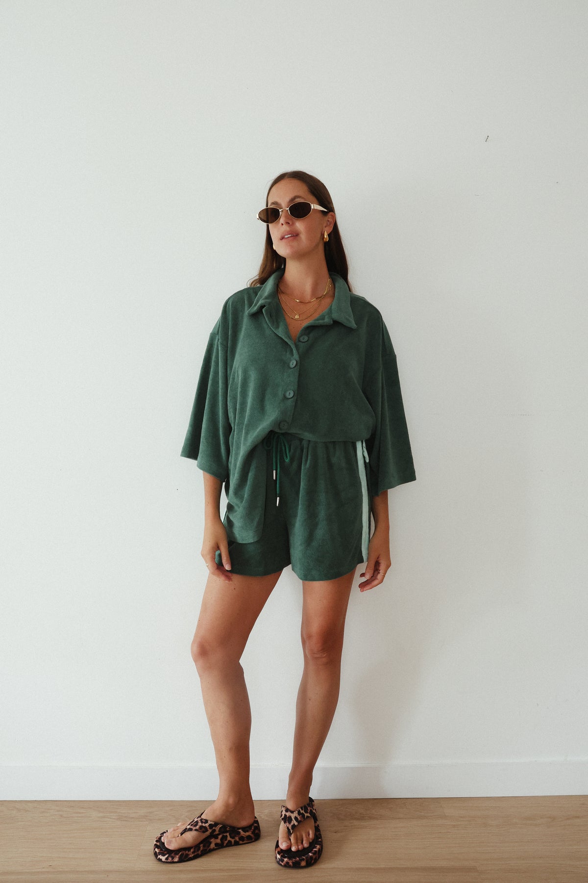 Ladies Sunny Somewhere Terry Towel Shorts - Jade