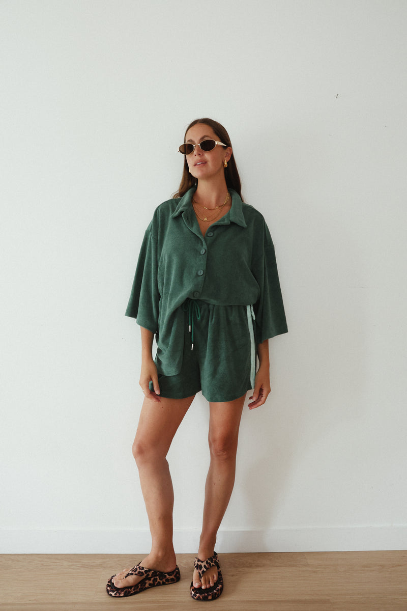 Ladies Sunny Somewhere Terry Towel Shorts - Jade
