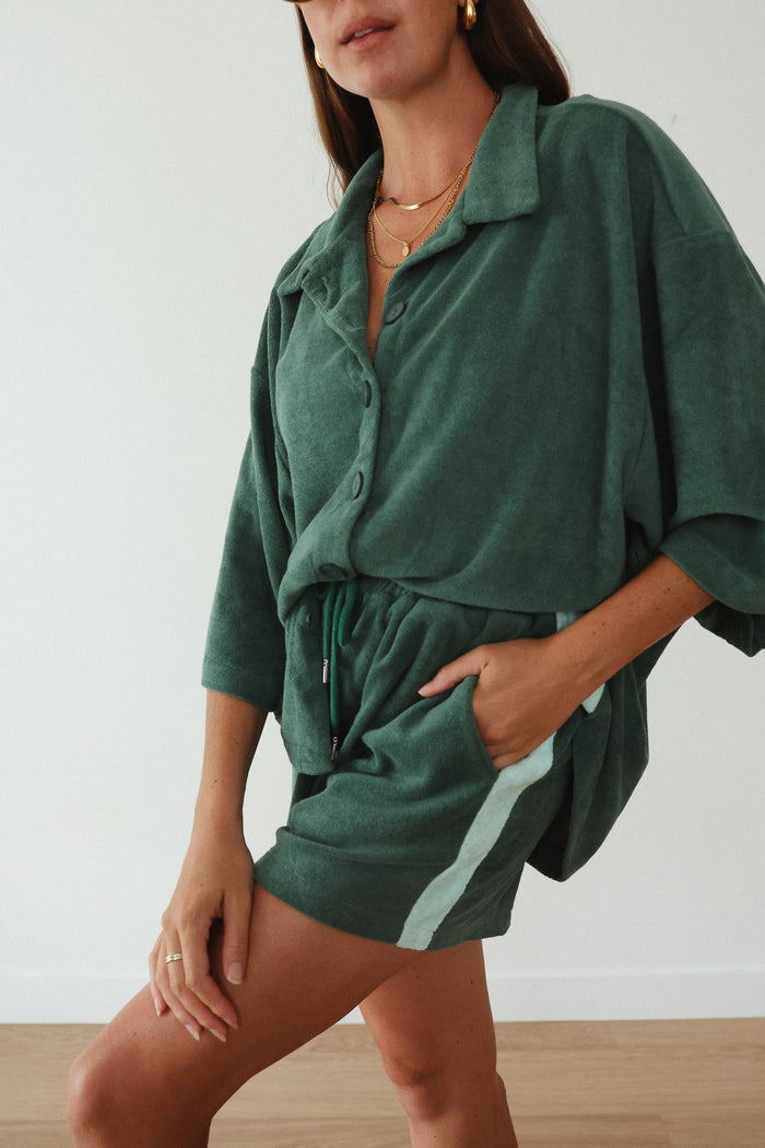 Ladies Sunny Somewhere Terry Towel Shorts - Jade