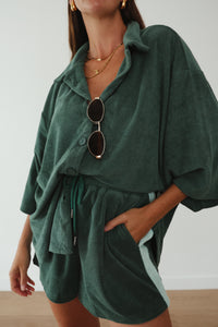 Ladies Sunny Somewhere Terry Towel Shorts - Jade