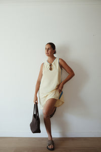 LADIES HORIZON TERRY MINI DRESS - BUTTER
