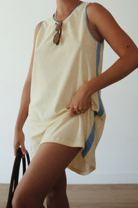LADIES HORIZON TERRY MINI DRESS - BUTTER