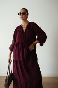Ladies Dawn Midi Dress - Burgundy