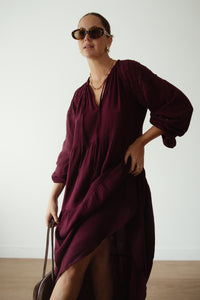 Ladies Dawn Midi Dress - Burgundy