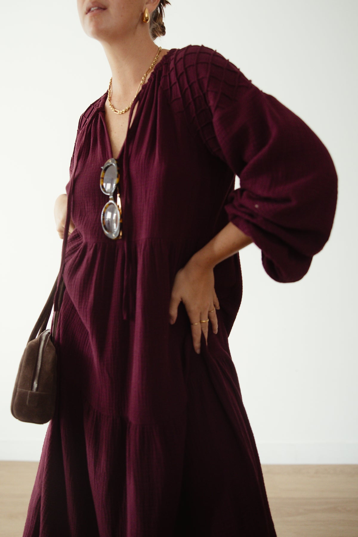 Ladies Dawn Midi Dress - Burgundy