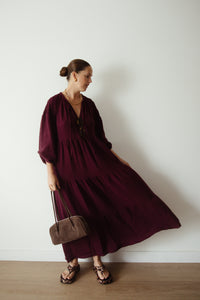 Ladies Dawn Midi Dress - Burgundy