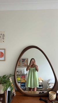 LADIES JUNO LACE NECK MINI DRESS - GREEN STRIPE