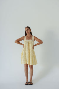 LADIES JUNO LACE NECK MINI DRESS - BUTTER