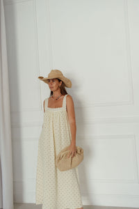 LADIES JUNO LACE NECK SLIP DRESS -  BUTTER