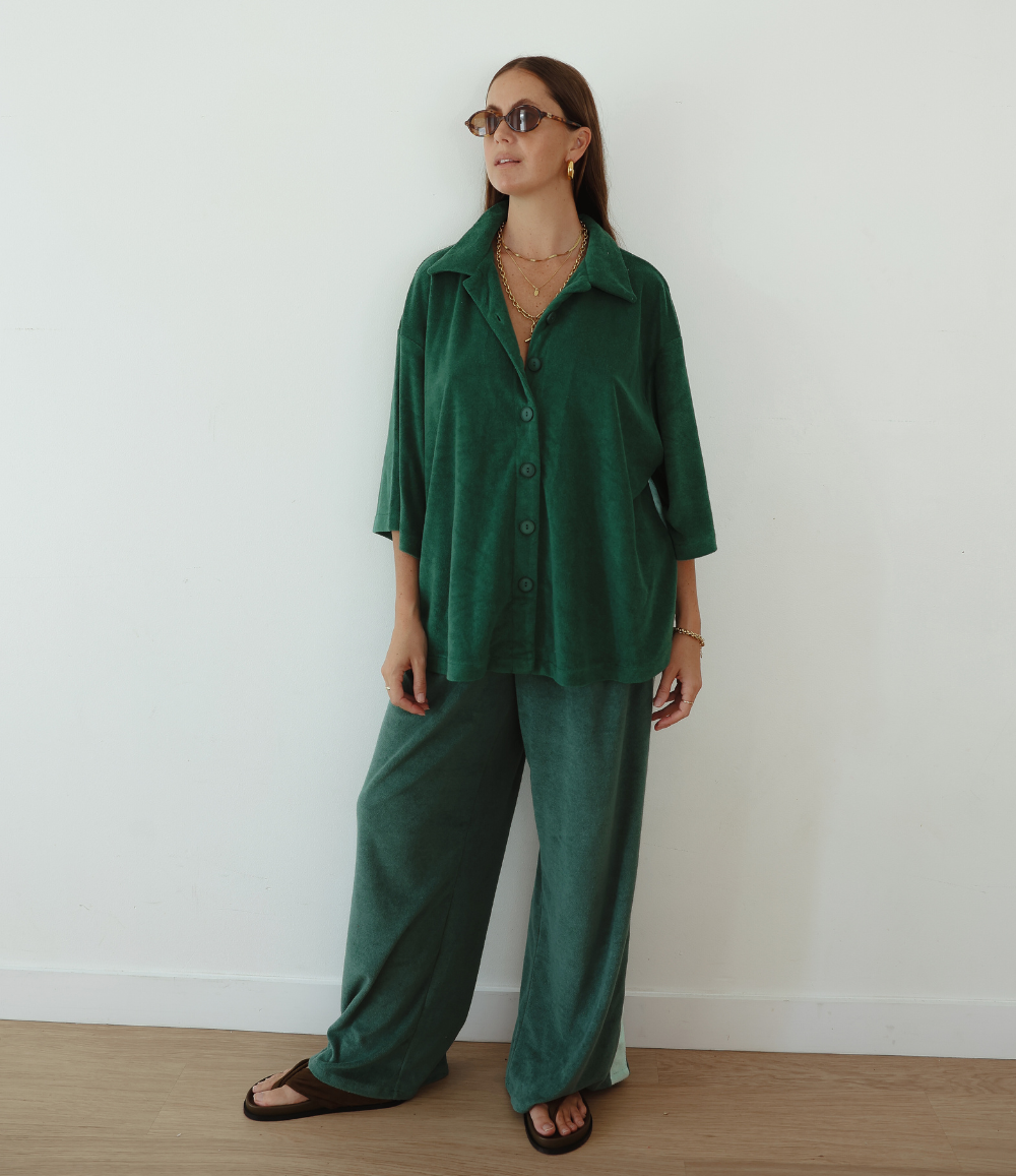 LADIES LUCKY DAY TERRY SHIRT - JADE