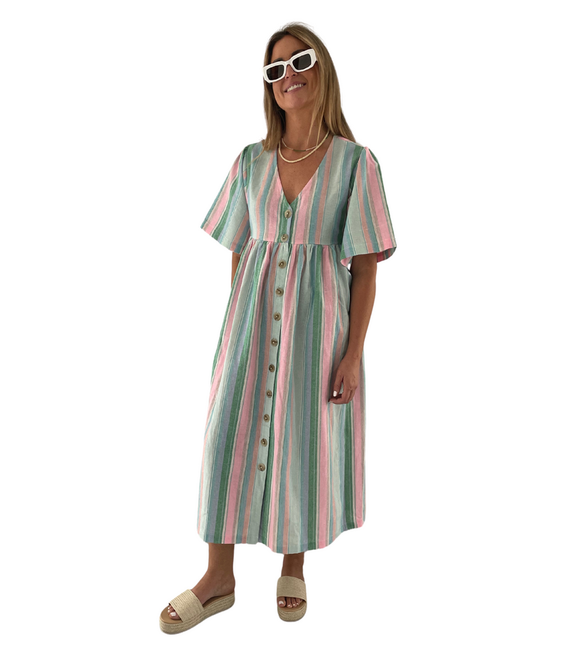 Ladies Calypso Sun Dress - Candy Stripe