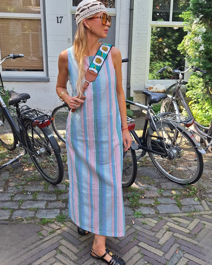Ladies Calypso Midi Dress - Candy Stripe