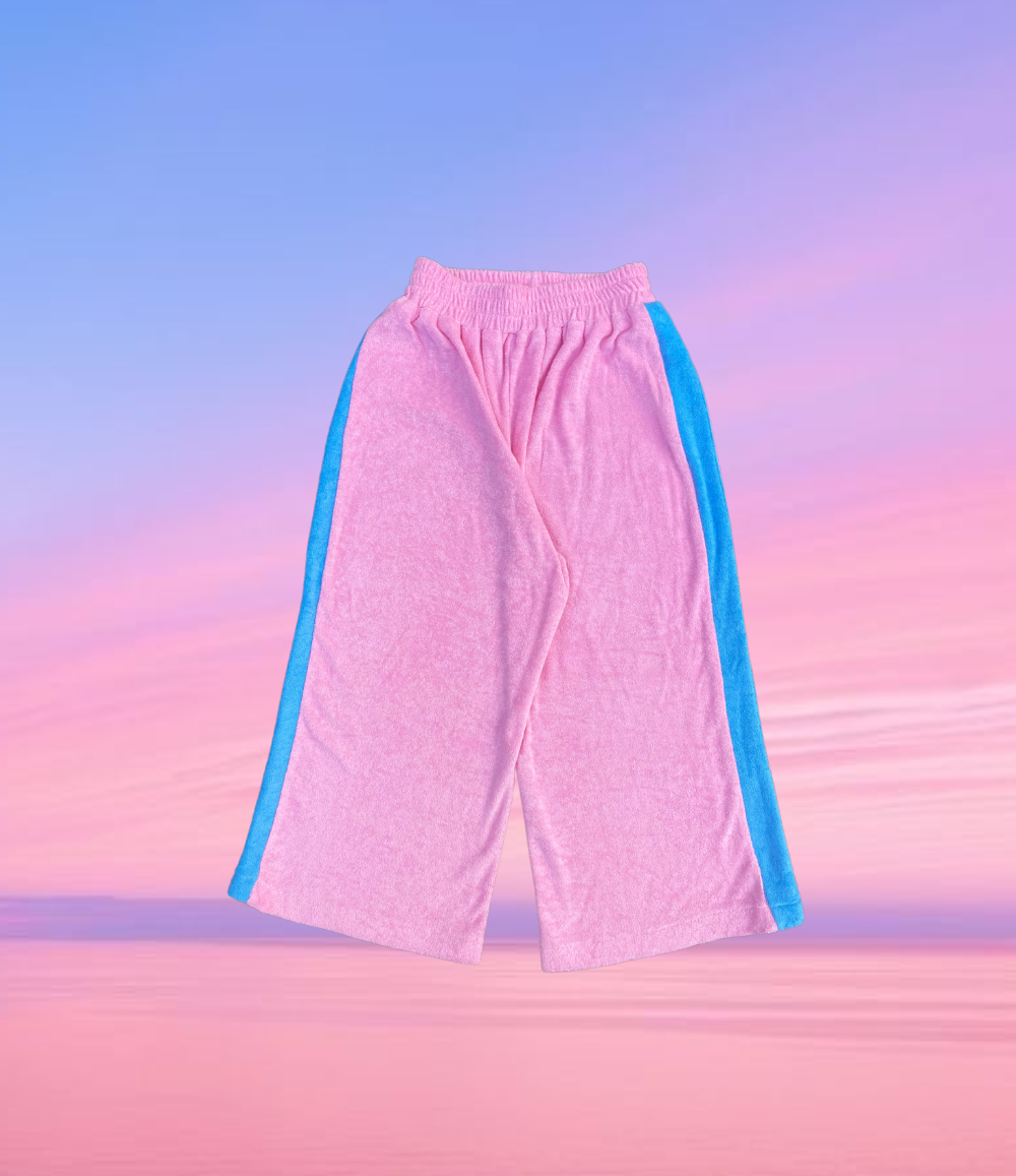 KIDS LUCKY DAY TERRY WIDE LEG PANT - PINK