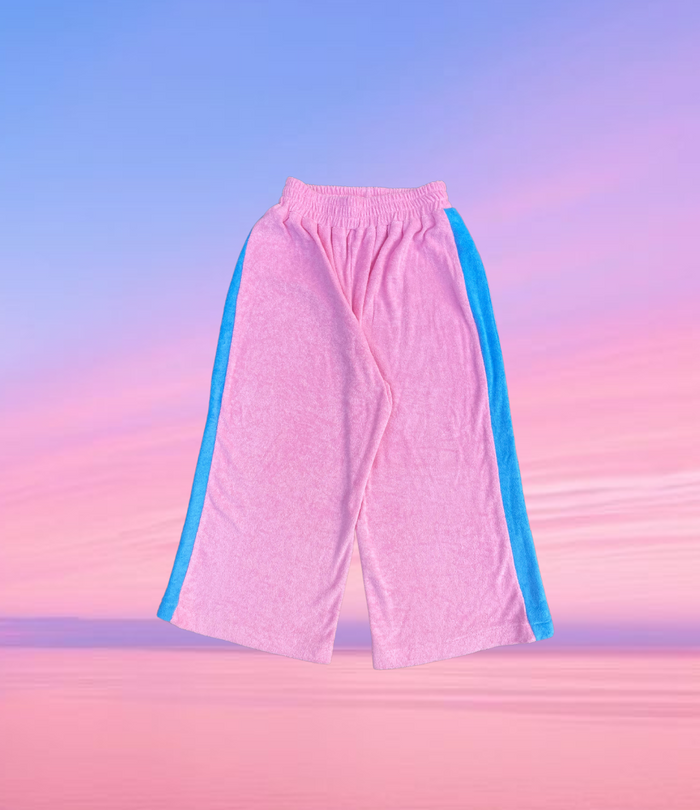 KIDS LUCKY DAY TERRY WIDE LEG PANT - PINK