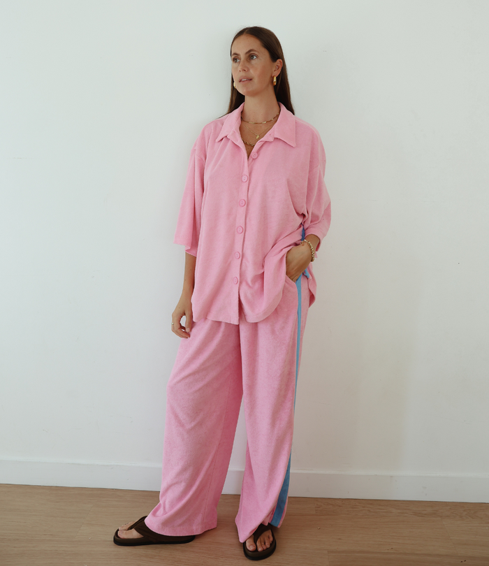 LADIES LUCKY DAY TERRY SHIRT - PINK