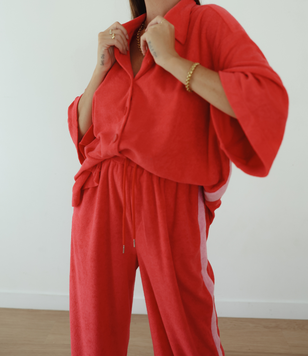 LADIES LUCKY DAY TERRY SHIRT - RED