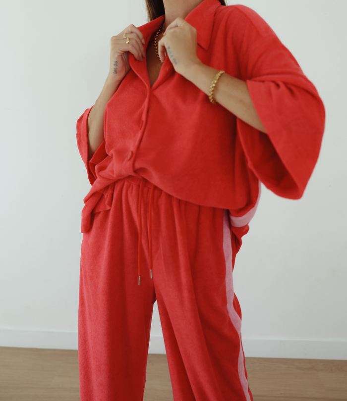 LADIES LUCKY DAY TERRY SHIRT - RED