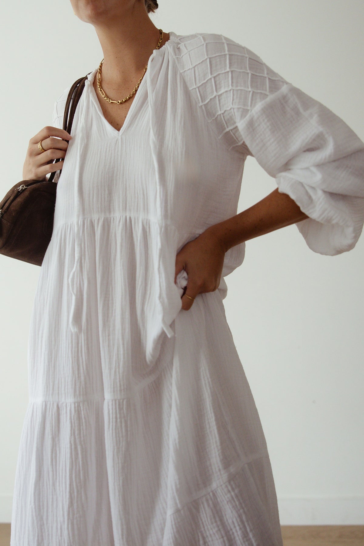 Ladies Dawn Midi Dress - White