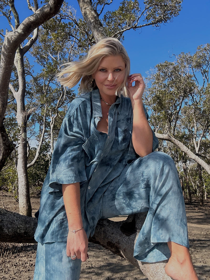 LADIES MOLLY TIE DYE PANT - INDIGO