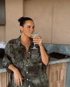 LADIES MOLLY TIE DYE SHIRT - KHAKI