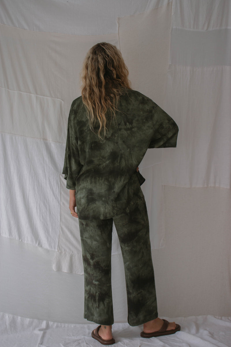 LADIES MOLLY TIE DYE  PANT - KHAKI