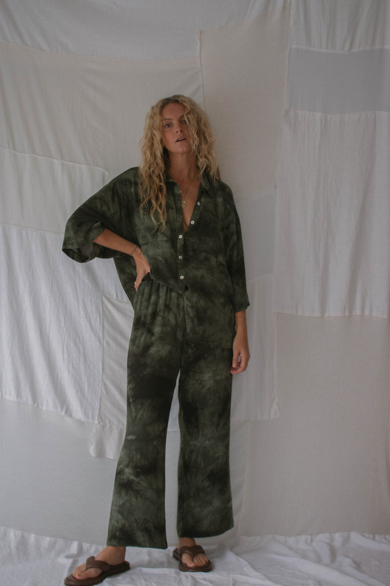 LADIES MOLLY TIE DYE  PANT - KHAKI
