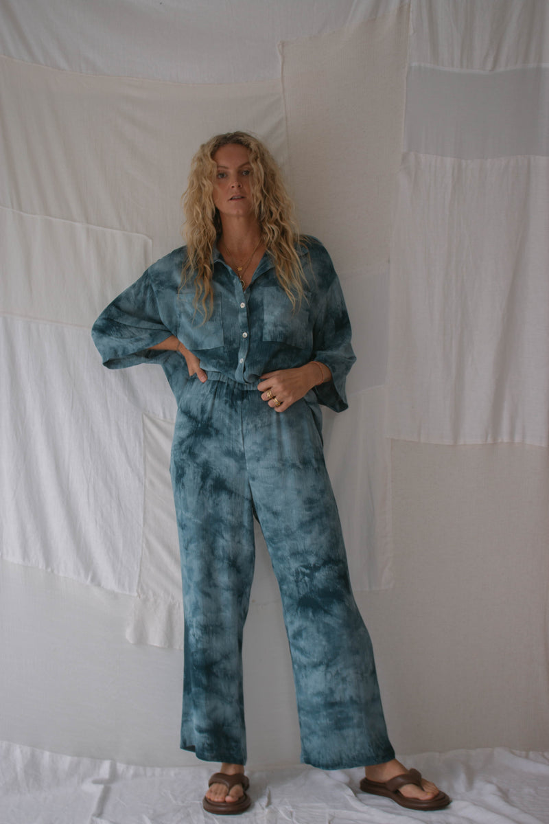LADIES MOLLY TIE DYE PANT - INDIGO