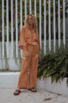 LADIES MOLLY TIE DYE SHIRT - BURNT ORANGE