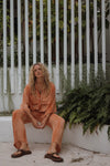 LADIES MOLLY TIE DYE SHIRT - BURNT ORANGE