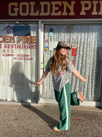 KIDS LUCKY DAY TERRY WIDE LEG PANT - JADE