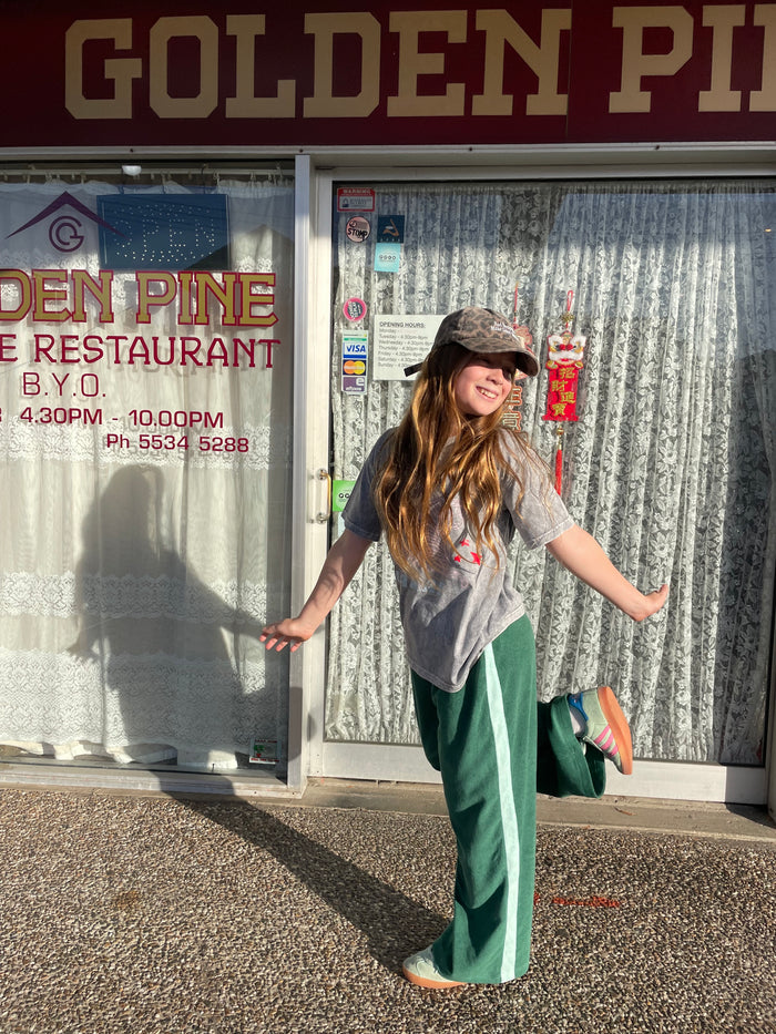 KIDS LUCKY DAY TERRY WIDE LEG PANT - JADE