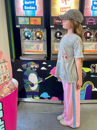 KIDS LUCKY DAY TERRY WIDE LEG PANT - PINK