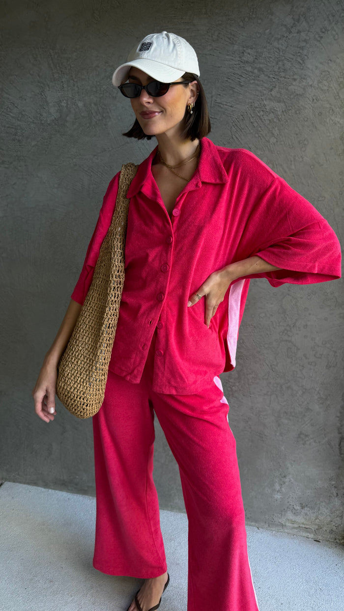 LADIES LUCKY DAY TERRY SHIRT - RED