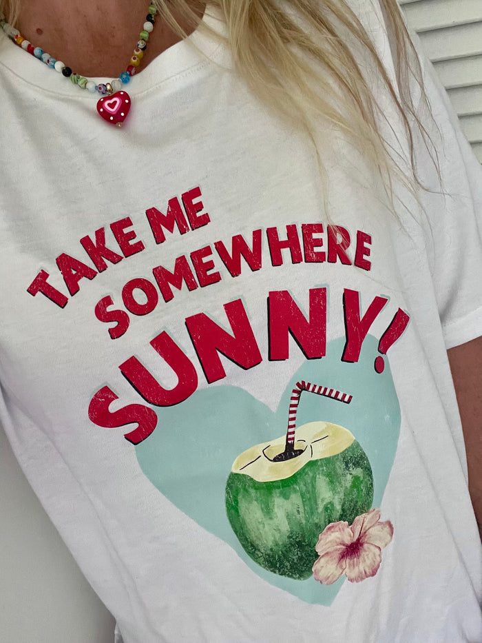 Ladies - Take Me Somewhere Sunny T-shirt - White