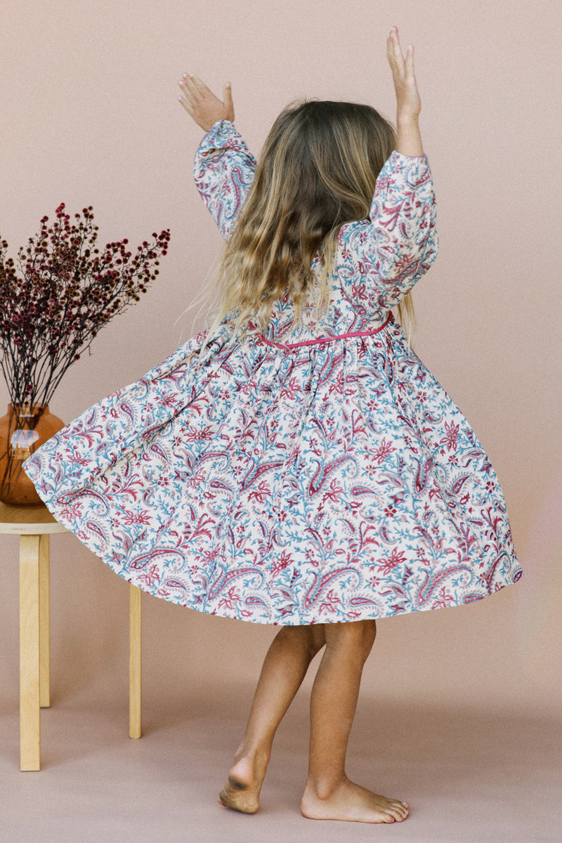 SAMPLE - Little Elvi Block Printed Smock Dress - Paisley