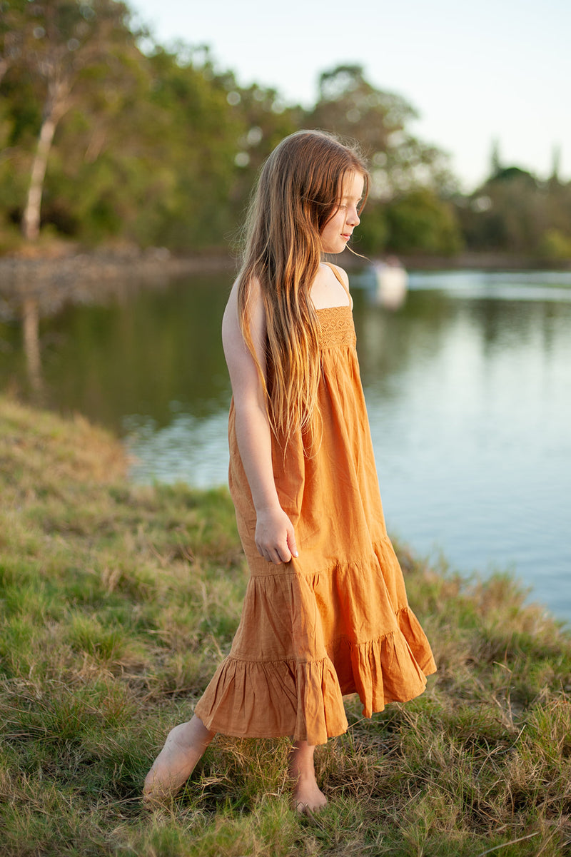 Little Maya Tiered Maxi Dress - Rust
