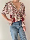 Ladies Elvi Puff Sleeve Blouse - Paisley