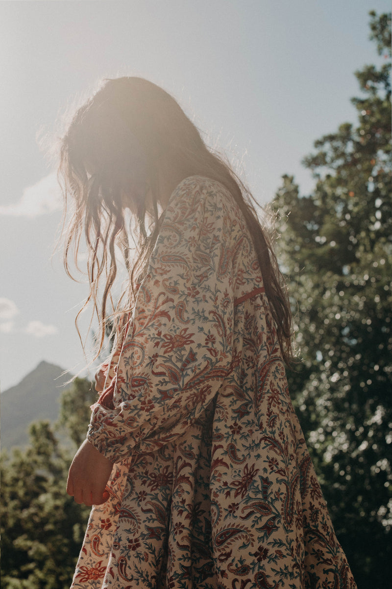 SAMPLE - Little Elvi Block Printed Smock Dress - Paisley
