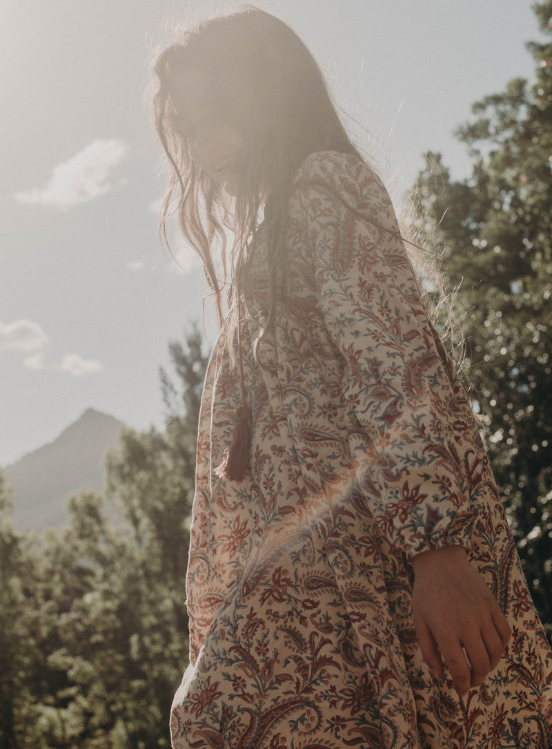 SAMPLE - Little Elvi Block Printed Smock Dress - Paisley